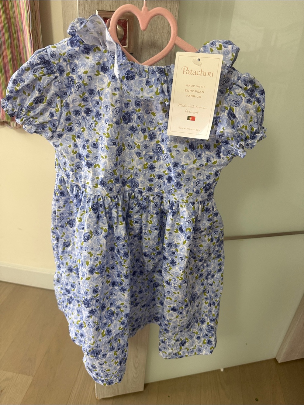 Patachou Blue Floral Puff-Sleeve Dress